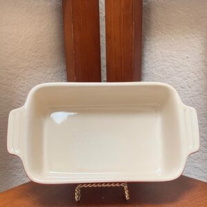 Le Creuset Red and Cream Rectangular Stoneware Baking Dish